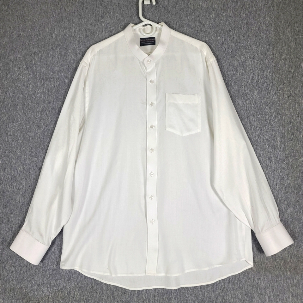 Brioni at Bankok Mandrin Collar Dress Shirt Men's Neck 20